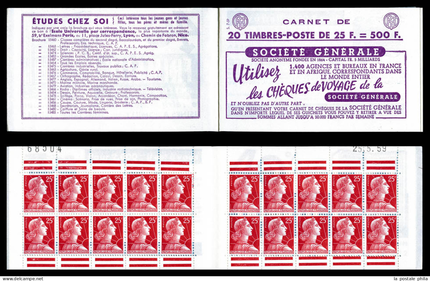 ** N°1011C-C2, Série 7-59, SOCIETE GENERALE Et EU, Daté Du 25.5.59. TB  Qualité: ** - Vecchi : 1906-1965