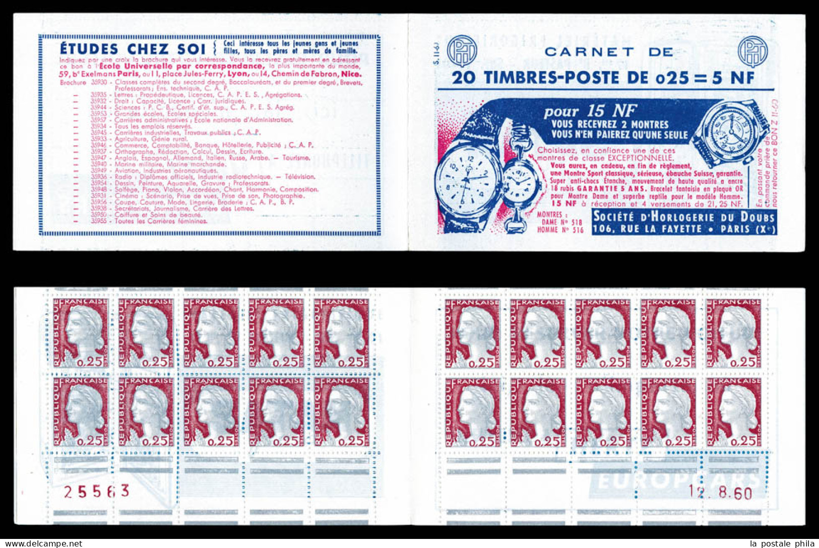 ** N°1263-C3, Série 11-60, FRIMATIC Et EU, Variété 4 Barres Au Lieu De 2, Daté Du 12.8.60. SUP  Qualité: ** - Vecchi : 1906-1965