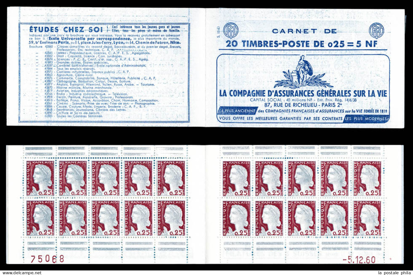 ** N°1263-C3, Série 15-60, AG VIE Et EU, Daté Du 5.12.60. TB  Qualité: ** - Anciens : 1906-1965