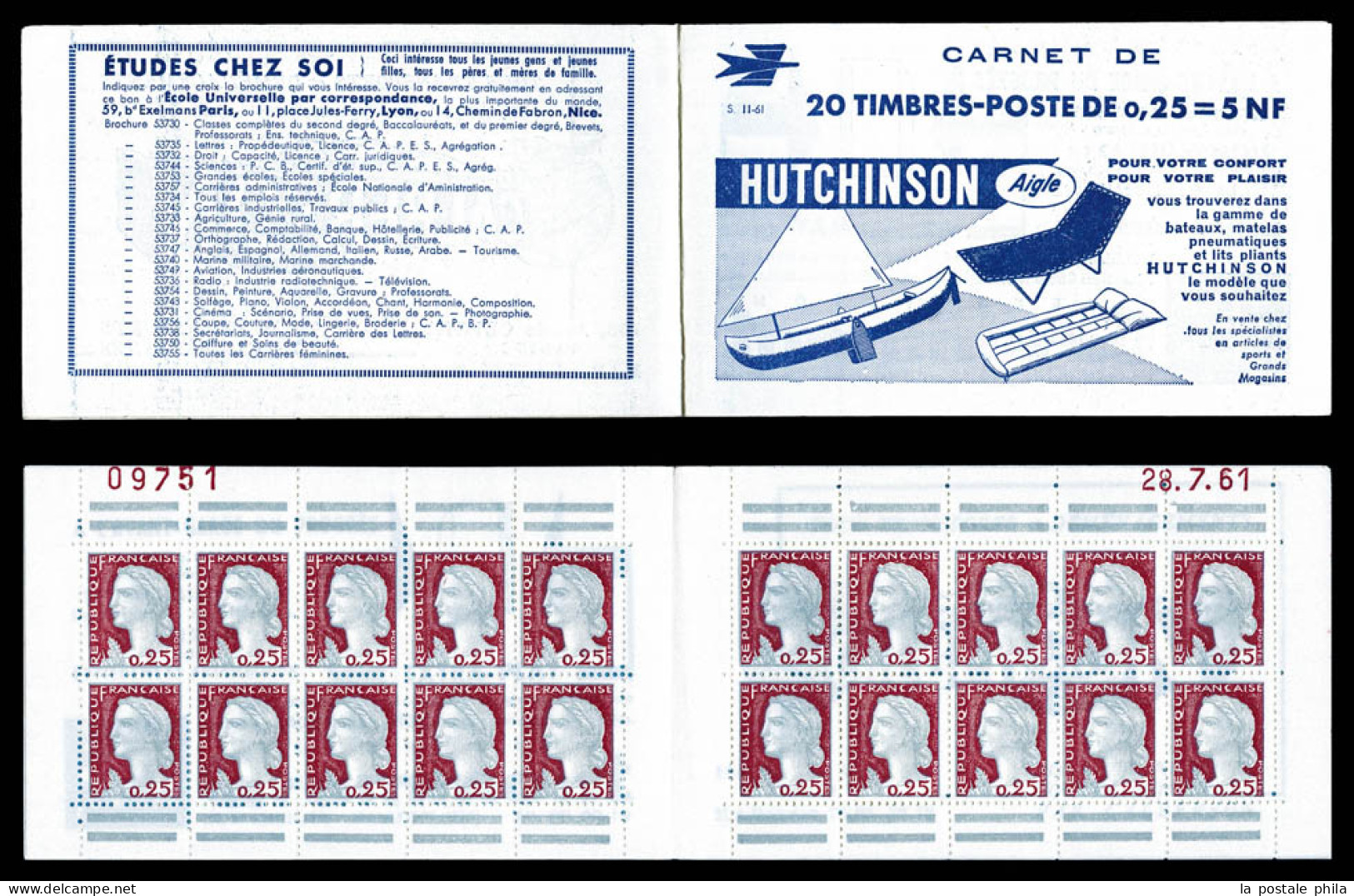 ** N°1263-C3, Série 11-61, HUTCHINSON Et EU, Daté Du 28.7.61, TB  Qualité: ** - Anciens : 1906-1965