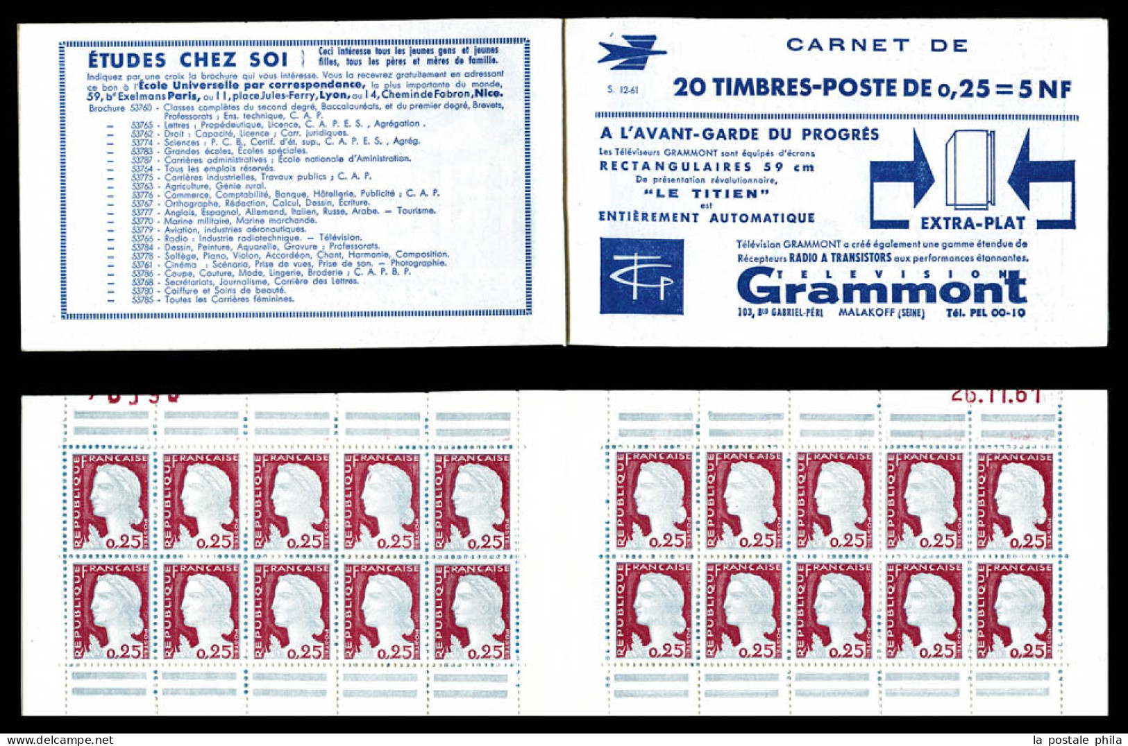 ** N°1263-C3, Série 12-61, GRAMMONT Et EU, Daté Du 26.11.61, TB  Qualité: ** - Old : 1906-1965