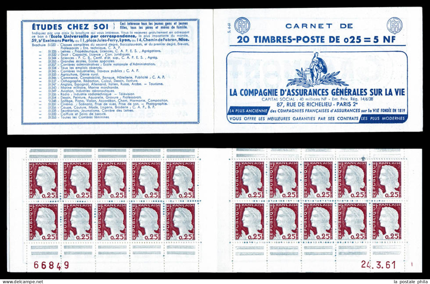 ** N°1263-C3, Série 6-61, AG VIE Et EU Daté Du 24.3.61, TTB  Qualité: ** - Vecchi : 1906-1965