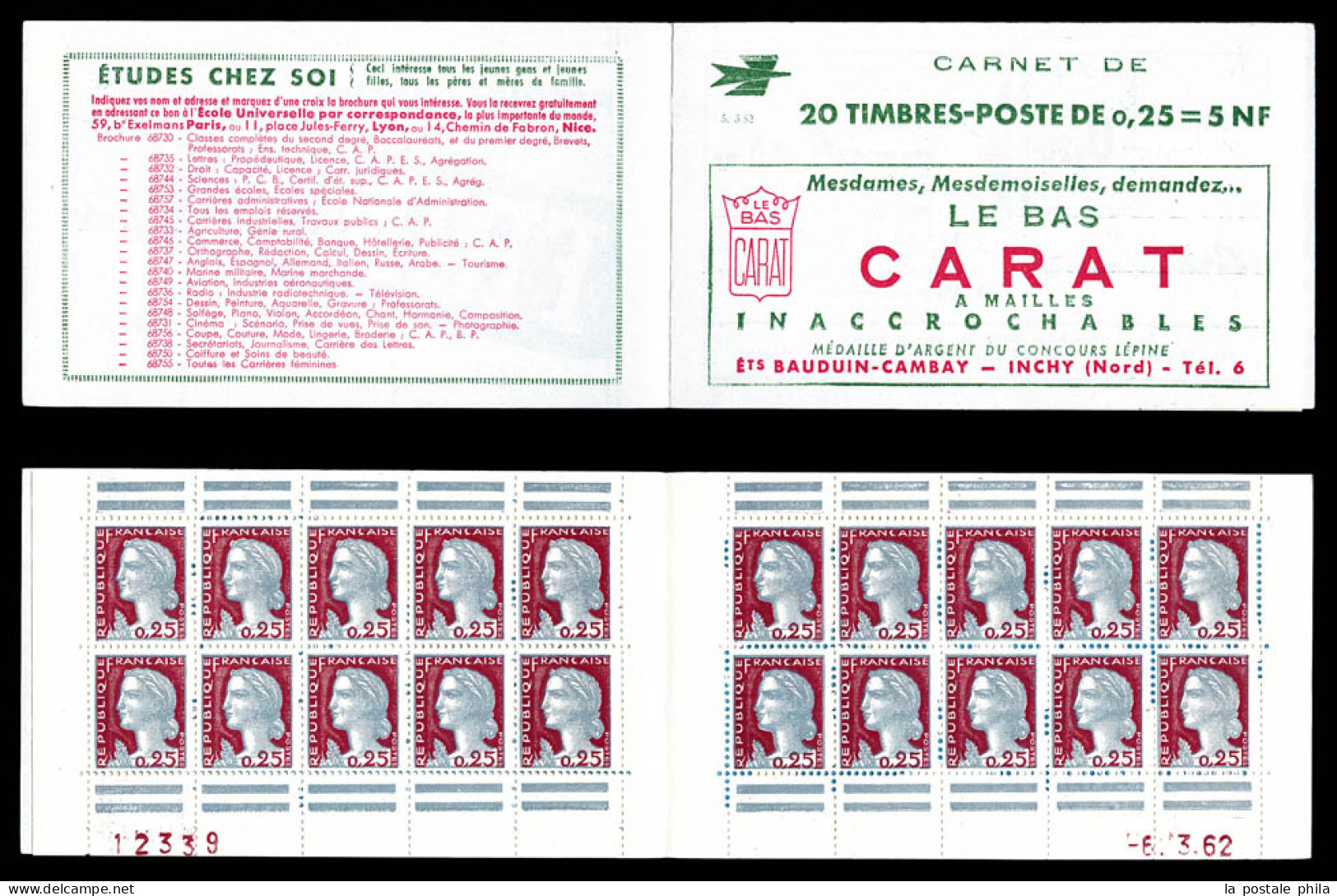 ** N°1263-C3, Série 5-62, LE BAS CARAT Et EU, Daté Du 6.3.62. TB  Qualité: ** - Antiguos: 1906-1965