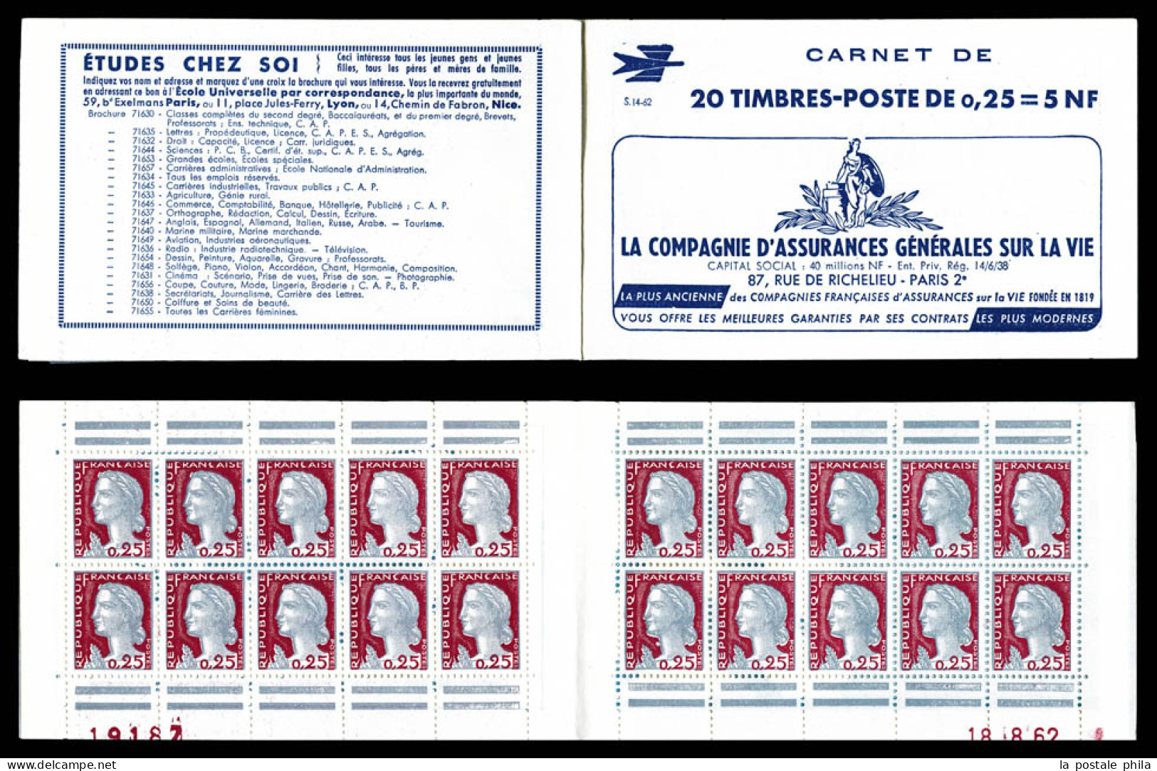 ** N°1263-C3, Série 14-62, AG VIE Et EU, Daté Du 18/8/62, TB  Qualité: ** - Alte : 1906-1965