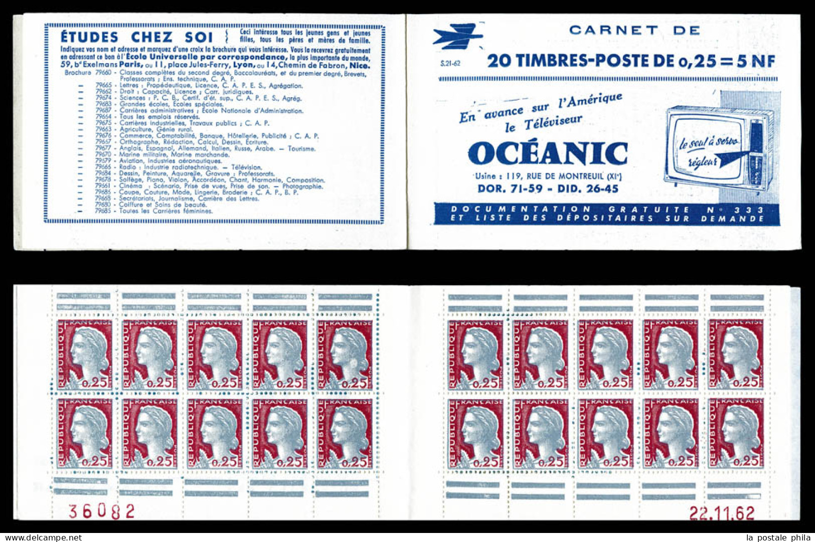 ** N°1263-C3, Série 21-62, OCEANIC Et EU, Daté Du 22.11.62, TTB  Qualité: ** - Old : 1906-1965