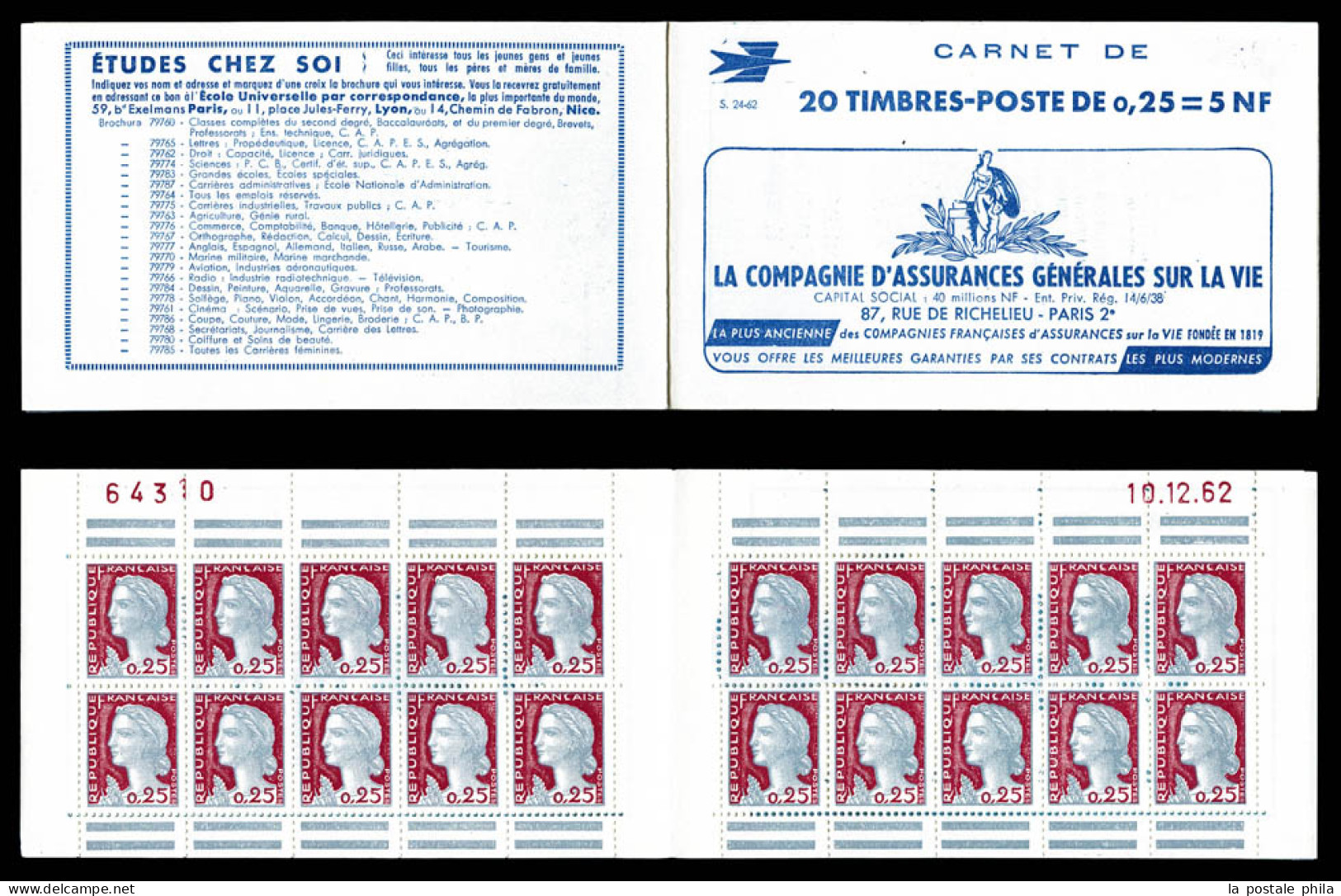 ** N°1263-C3, Série 24-62, AG VIE Et EU, Daté Du 10.12.62, TB  Qualité: ** - Alte : 1906-1965