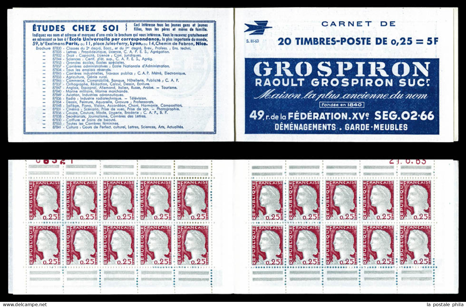 ** N°1263-C3, Série 11-63, GROSPIRON Et EU, TB  Qualité: ** - Alte : 1906-1965