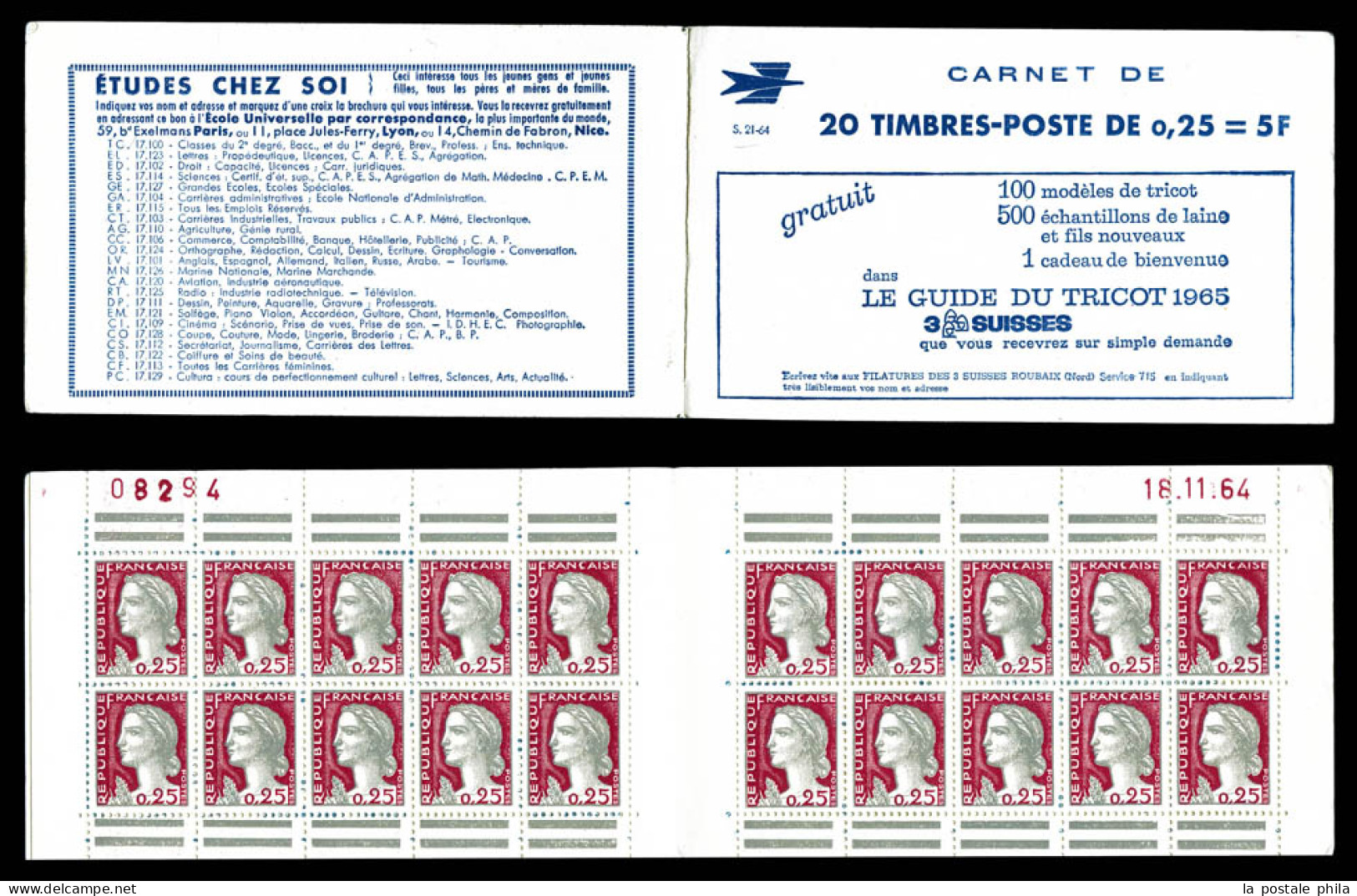 ** N°1263-C3, Série 21-64, 3 SUISSES Et EU, Daté Du 18.11.64, TB  Qualité: ** - Anciens : 1906-1965