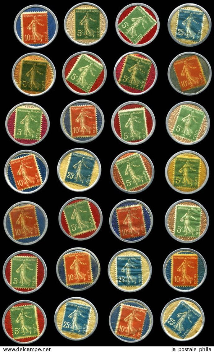 N Timbres Monnaie CREDIT LYONNAIS: 28 Timbres Avec Fond Et Numéros Différents. TB  Qualité: N - Neufs