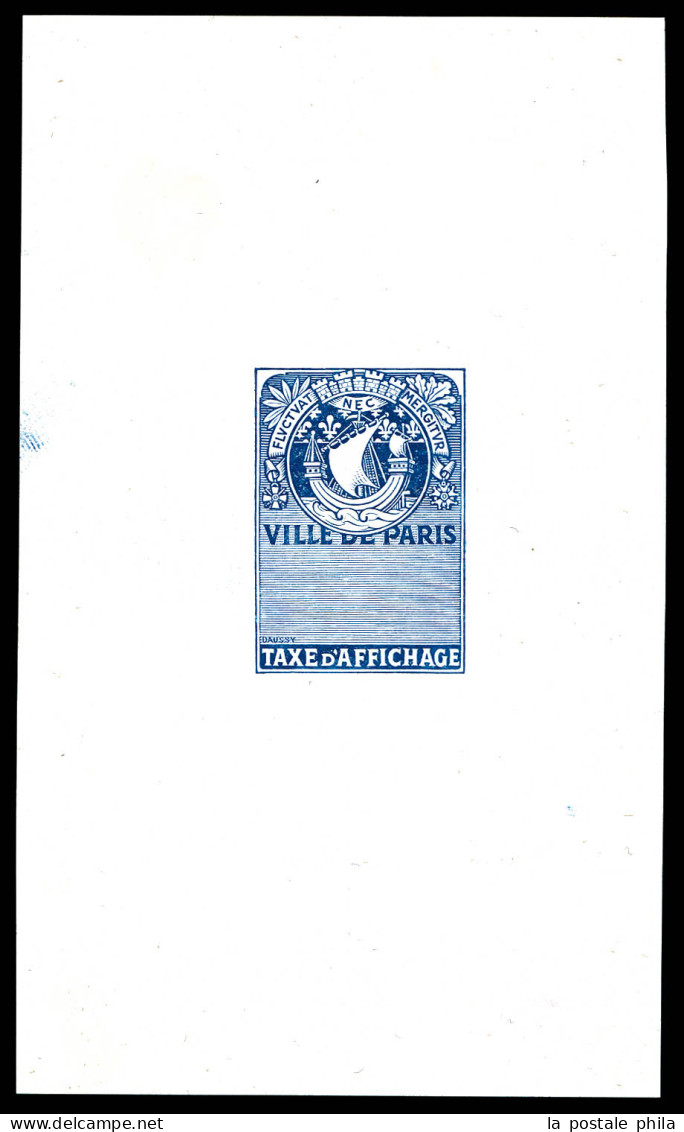 (*) Taxe D'affichage De La Ville De Paris, épreuve En Bleu. TB  Qualité: (*) - Nuovi