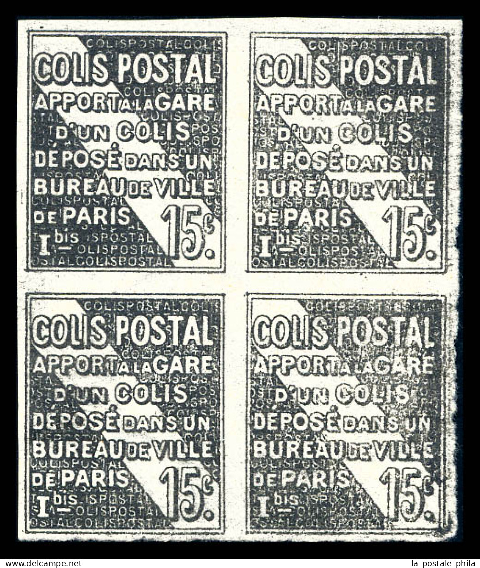 (*) N°54, 15c Bureau De Paris, épreuve Au Noir De Fumée Non Dentelé En Bloc De 4. SUP. R. (certificat)  Qualité: (*)  Co - Mint/Hinged