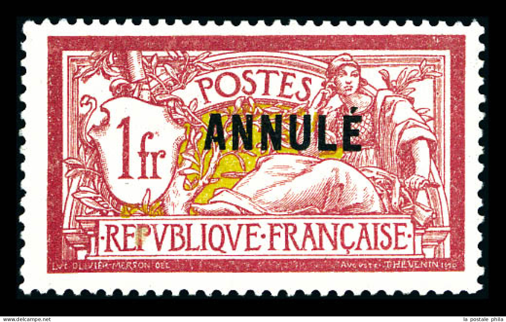 * N°121-CI 1, Merson, 1F Lie De Vin Et Olive Surchargé 'ANNULÉ'. Quasi ** TTB (signé Scheller/certificat)  Qualité: *  C - Cours D'Instruction