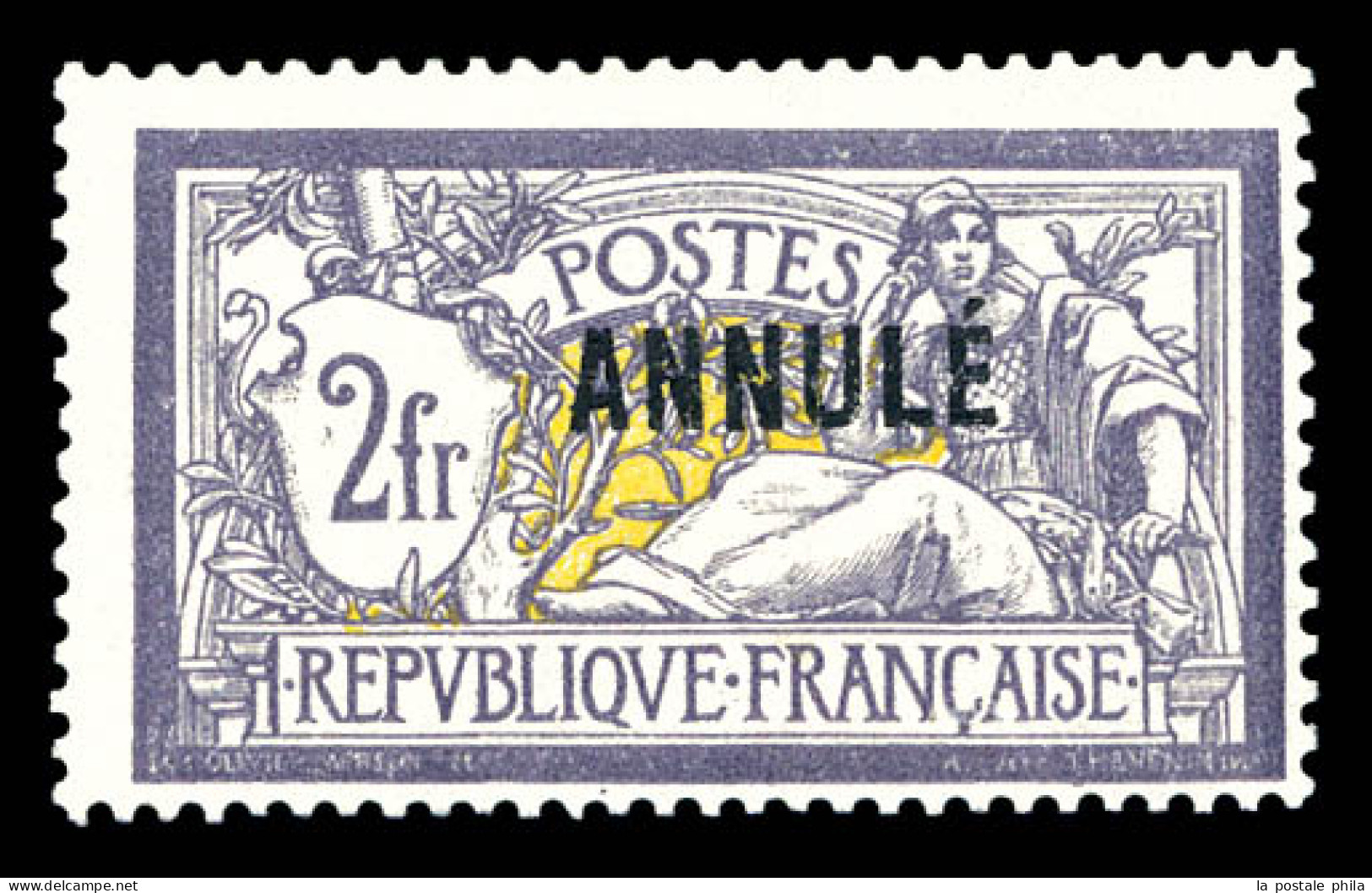 ** N°122-CI 1, Merson, 2F Violet Et Jaune Surchargé, RARE Et SUP (signé Calves/certificat)  Qualité: **  Cote: 3800 Euro - Cours D'Instruction