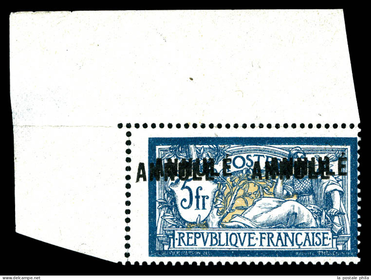 ** N°123-CI 2a, 5F Bleu Et Chamois, Variété Double Surcharge 'ANNULE ANNULE', Cdf. TTB  Qualité: **  Cote: 800 Euros - Corsi Di Istruzione