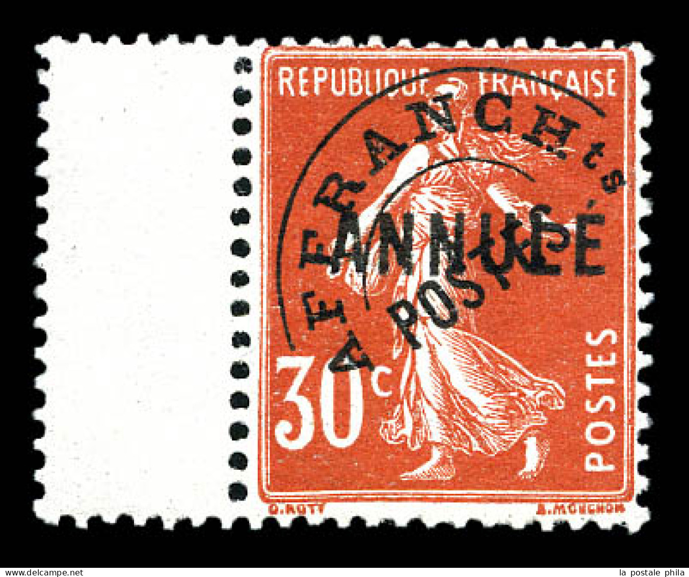 ** N°58-CI 1, 30c Semeuse Surchargé 'ANNULE', Bdf, Bon Centrage. SUP (signé Calves)  Qualité: **  Cote: 450 Euros - Lehrkurse