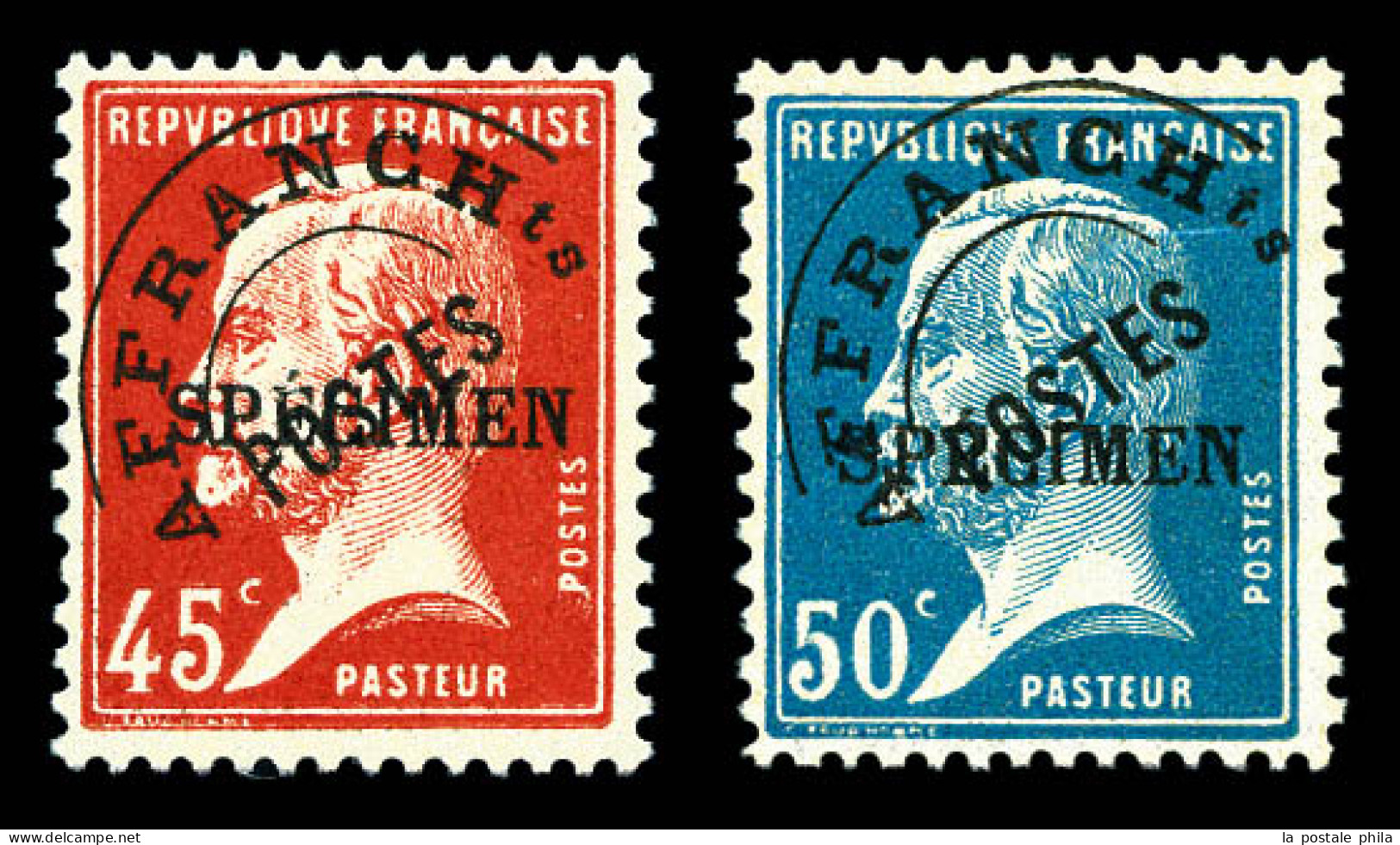 ** N°67/68 CI 1, Pasteur, 45c Rouge Et 50c Bleu Surchargés SPECIMEN. TTB (certificat)  Qualité: **  Cote: 800 Euros - Cours D'Instruction