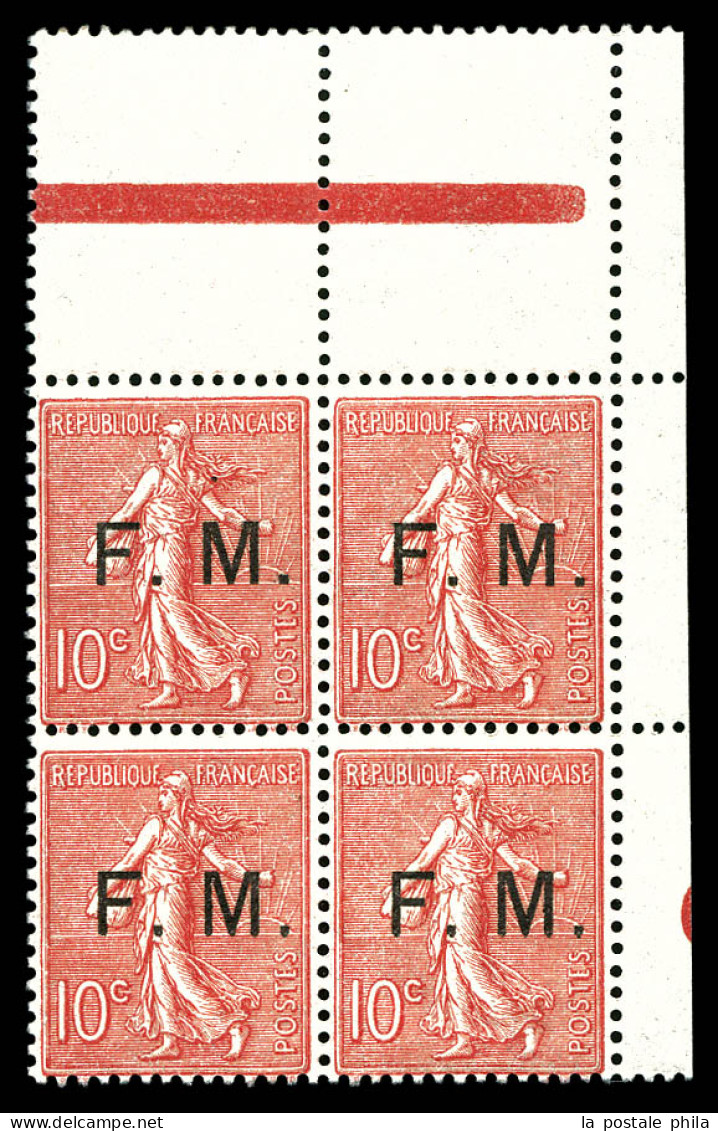 ** N°4, 10c Semeuse, Bloc De 4 Cdf. TTB  Qualité: **  Cote: 520 Euros - Guerre (timbres De)