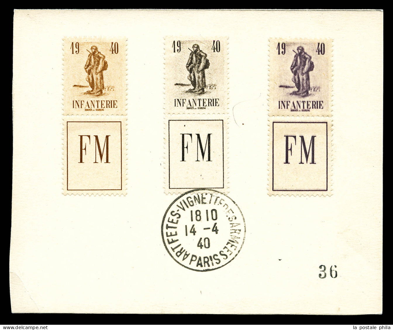 O N°10A, Non émis:3 Diptyques Infanterie En Noir, Violet Et Marron Sur Carton De Présentation Avec Càd ART FETES VIGNETT - Guerre (timbres De)