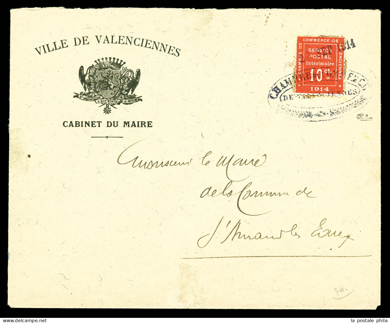 O N°1, 10c Vermillon Sur Lettre Avec Obl De La Chambre De Commerce, SUPERBE (signé Calves/certificat)  Qualité: Oblitéré - War Stamps