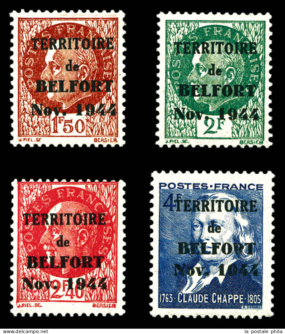 ** N°1/4, BELFORT (Territoire De Belfort): Série Complète, Les 4 Valeurs SUP, RARE (signé Calves/certificat)  Qualité: * - Liberation