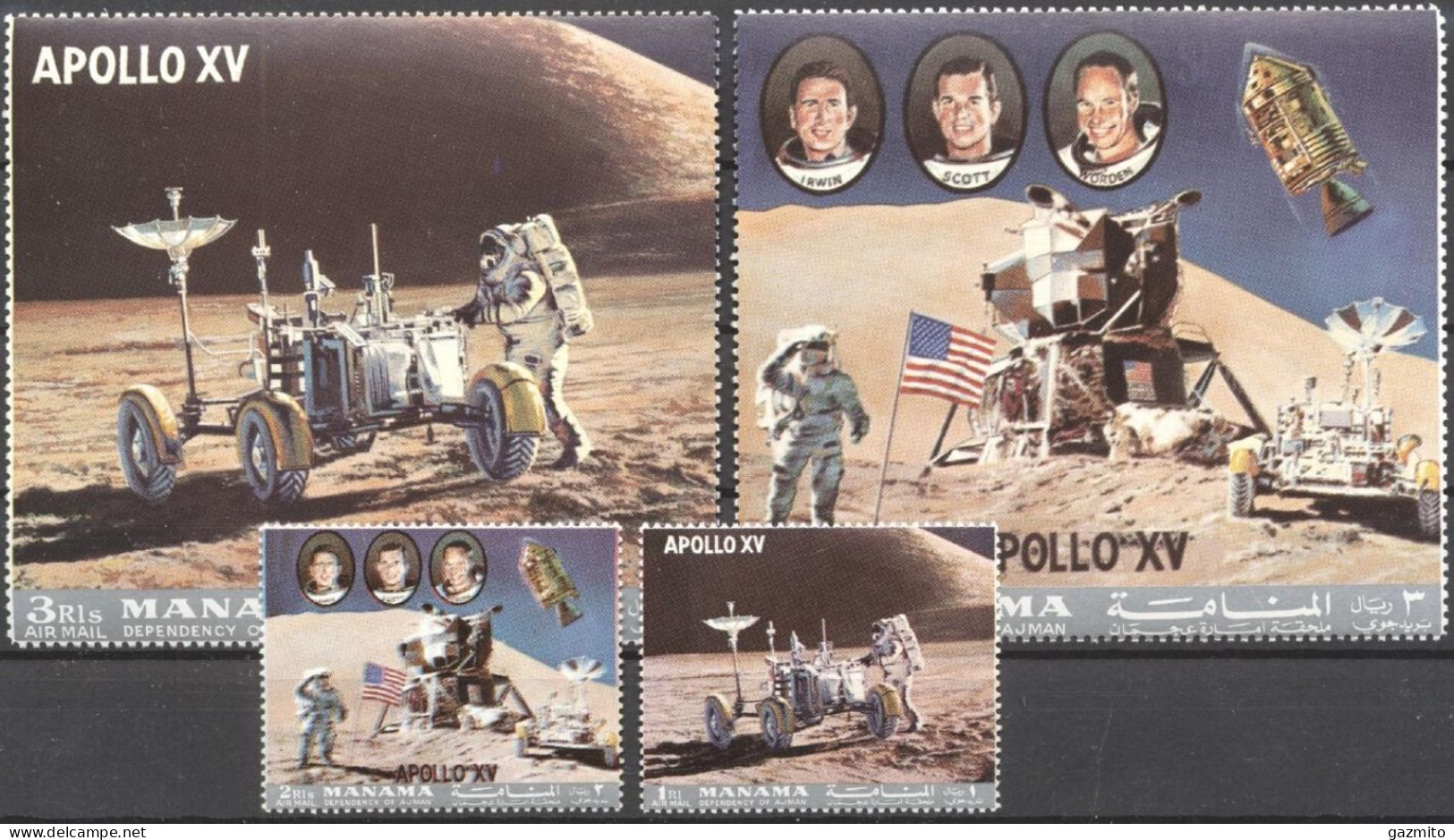 Manama 1971, Space, Apollo XV, 4val - Asien