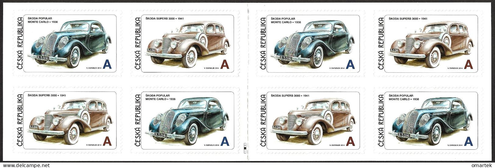 Czech Republic 2014 MNH ** Mi 817-818 Sc 3610-3611 Booklet Czechoslovak Cars Skoda. Tschechische Republik - Ongebruikt