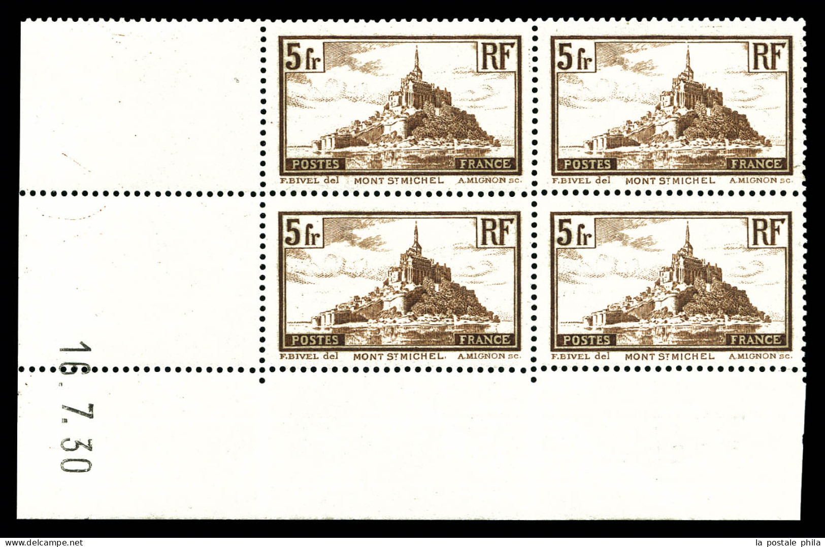 ** N°260a, 5F Mont St Michel: Type I Daté Du 16.7.30. TB  Qualité: **  Cote: 250 Euros - 1930-1939