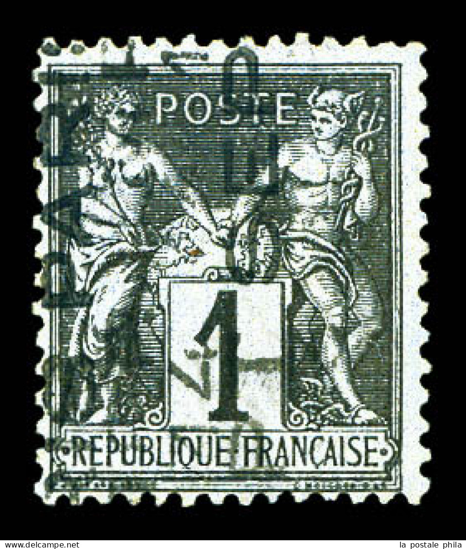 (*) N°11, 1c Noir Sur Azuré Surchargé 5 Lignes Du 14 Septembre 93. SUPERBE. R.R.R (signé Scheller/certificats)  Qualité: - 1893-1947