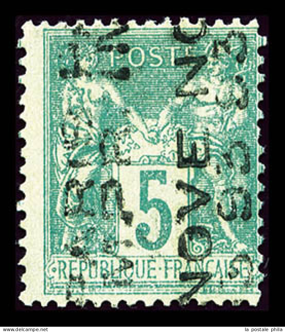 (*) N°15a, 5c Vert Surcharge Verticale 5 Ligne Sans Quantième, SUP (signé Calves/certificat)  Qualité: (*) - 1893-1947