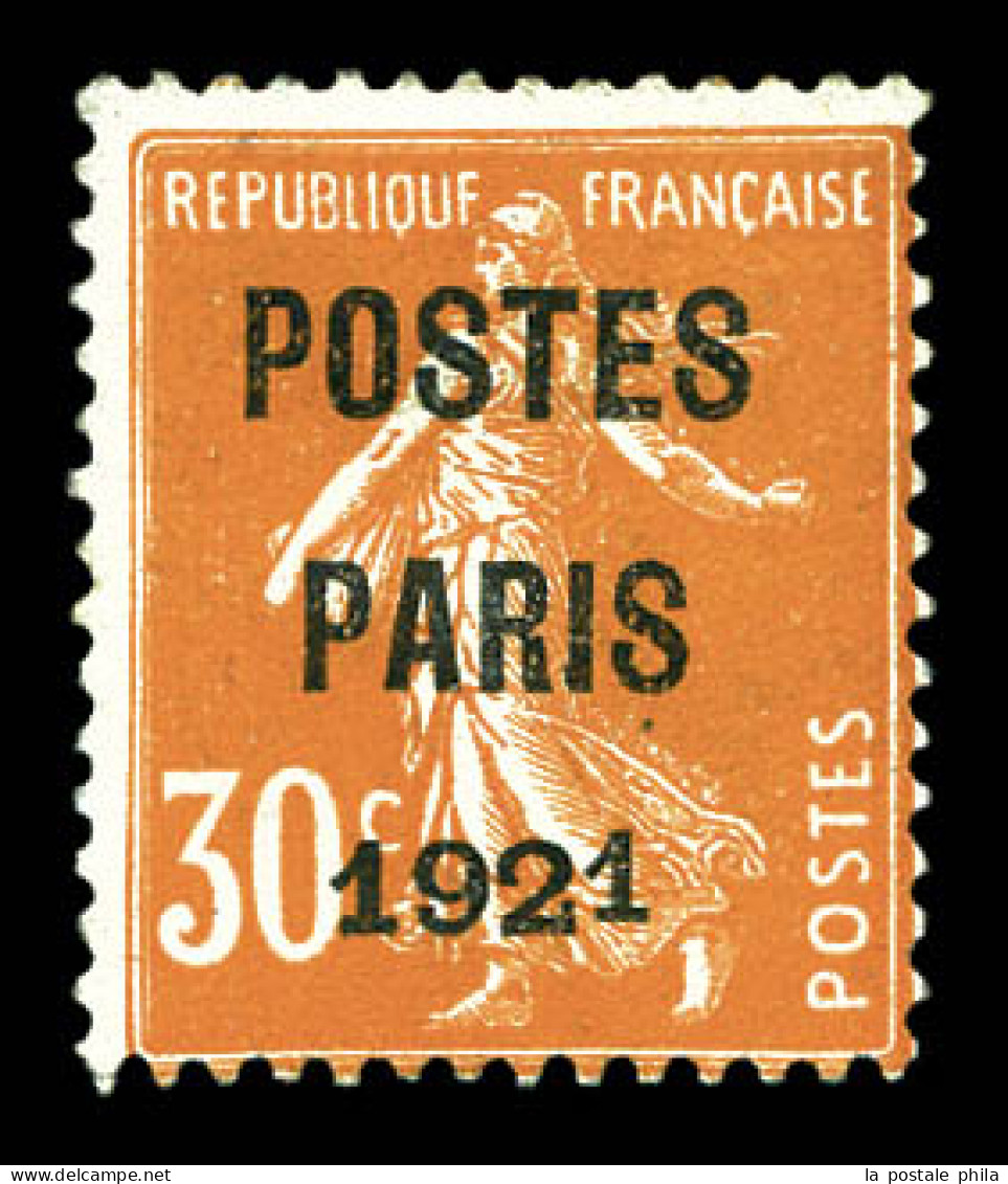 (*) N°29d, 30c Orange Surchargé POSTE PARIS 1921 Avec 2ème 1 De 1921 Surélevé. TTB. R. (certificat)  Qualité: (*)  Cote: - 1893-1947