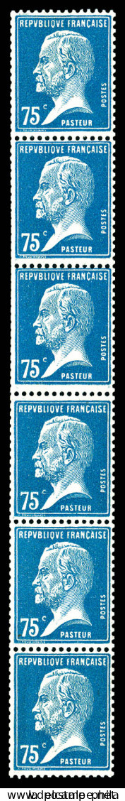 ** N°15, 75c Pasteur, Bande De 6 Verticale. SUP. R.R (certificat)  Qualité: **  Cote: 2500 Euros - Coil Stamps