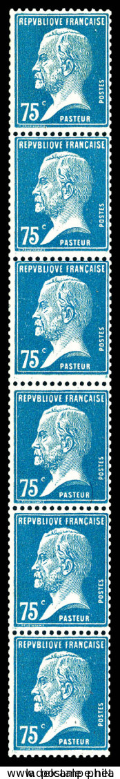 * N°15, 75c Pasteur, Bande De 6 Verticale. TB. R.R (certificat)  Qualité: *  Cote: 2500 Euros - Coil Stamps