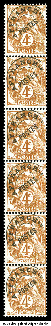 ** N°42, Préoblitéré: 4c BLANC Surchargé 'Affranchissement Postes' En Roulette Verticale De 6 Exemplaires, RRE Et SUPERB - Coil Stamps