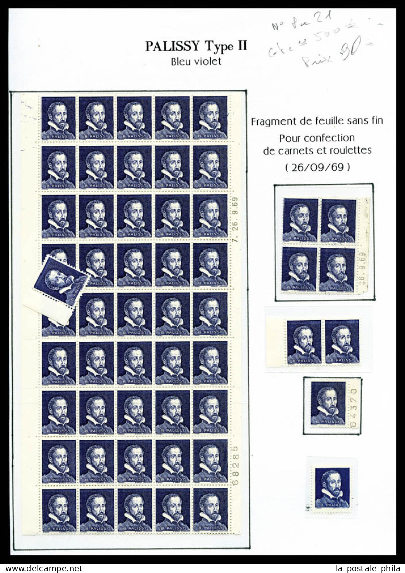 ** Pa 21, Palissy Bleu Violet Type II: Fragment De Feuille Sans Fin Pour Confection De Carnets Et Roulettes. TB  Qualité - Proofs, Unissued, Experimental Vignettes