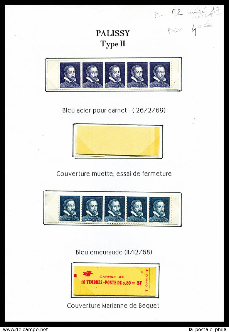 ** Pa 21 Et 22a, Palissy Type II Bleu Violet Et Bleu Acier, 2 Bandes De 5 Exemplaires + 2 Carnets. TB  Qualité: **  Cote - Probedrucke, Nicht Ausgegeben, Experimentelle Vignetten