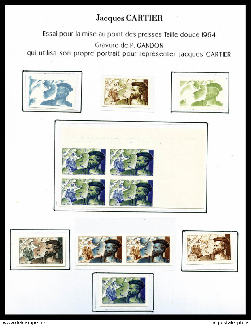 N CaP3/11, Jacques Cartier: 14 Ex Petits Formats Non Dentelés + Bande De 3 Lafayette +paire Arbre Au Serpent. TB  Qualit - Proefdrukken, , Niet-uitgegeven, Experimentele Vignetten