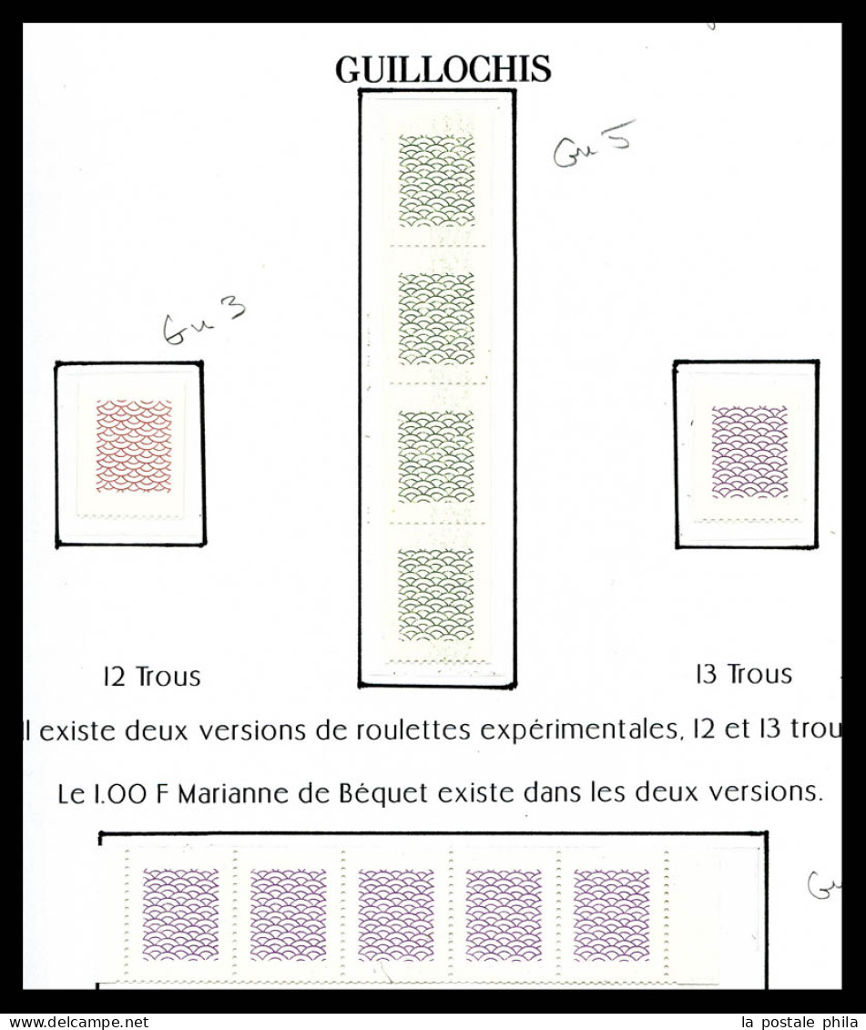 ** Gu, GUILLOCHIS: Ensemble D'essais Pour Fabrication Et Réglages Des Appareils De Distribution De Roulettes. TB  Qualit - Probedrucke, Nicht Ausgegeben, Experimentelle Vignetten