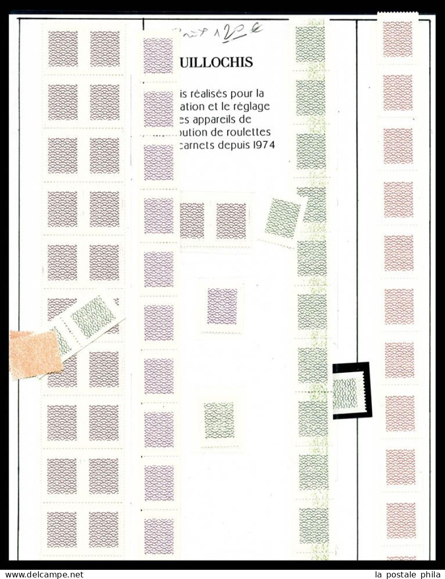 ** Gu, GUILLOCHIS: Ensemble D'essais Pour Fabrication Et Réglages Des Appareils De Distribution De Roulettes. TB  Qualit - Essais, Non-émis & Vignettes Expérimentales