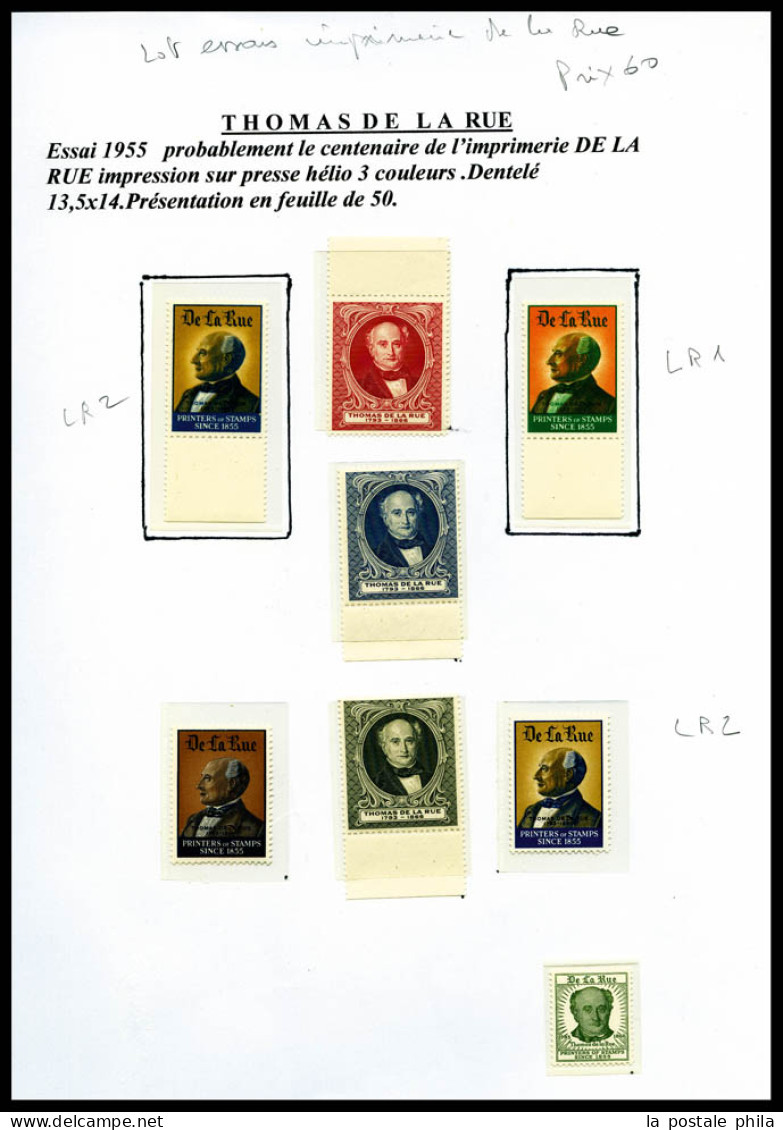 ** LR 1/2, Thomas De La Rue: 15 Essais Différents TB  Qualité: ** - Essais, Non-émis & Vignettes Expérimentales