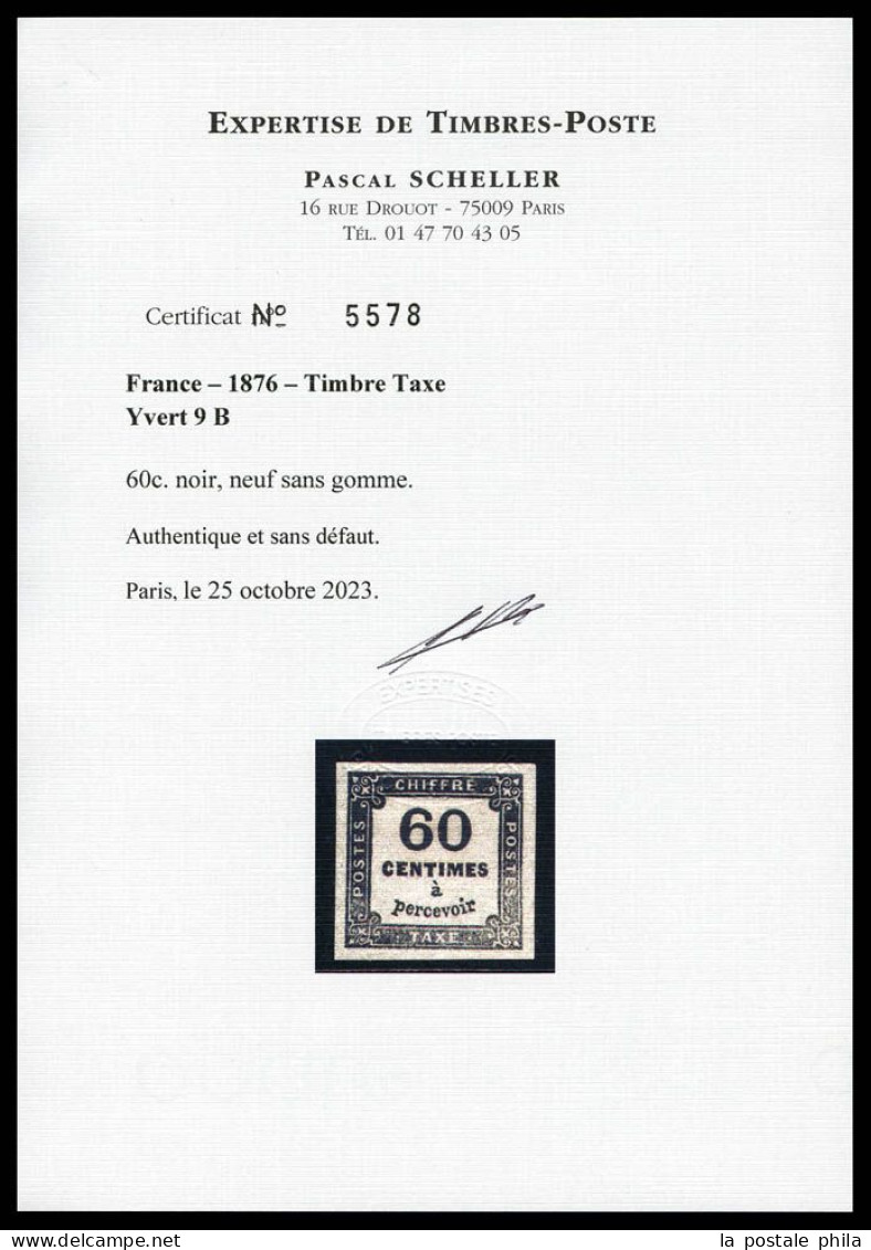 (*) N°9B, Non émis, 60c Noir, Très Jolie Pièce. TRES RARE. SUP (signé Calves/certificats)  Qualité: (*)  Cote: 4000 Euro - 1859-1959 Nuevos