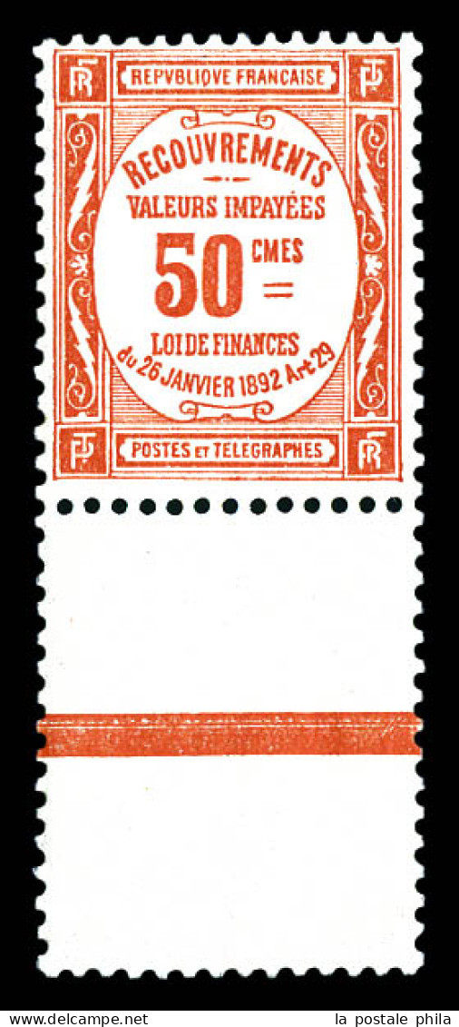 ** N°47, 50c Rouge, Haut De Feuille, Très Bon Centrage. SUP (certificat)  Qualité: **  Cote: 1462 Euros - 1859-1959 Mint/hinged