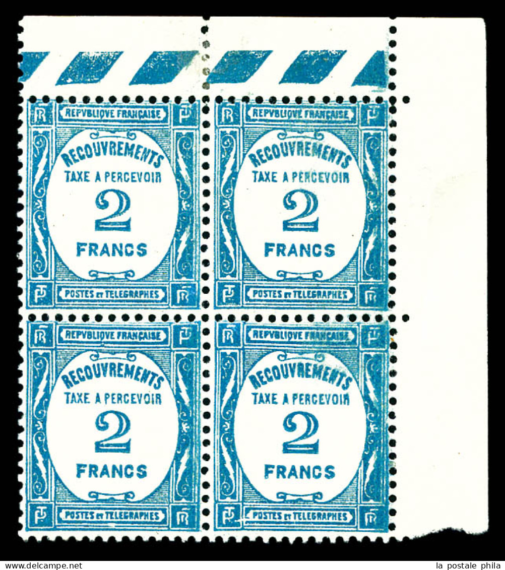 ** N°61, 2f Bleu En Bloc De 4 Cdf. TTB  Qualité: **  Cote: 1080 Euros - 1859-1959 Mint/hinged