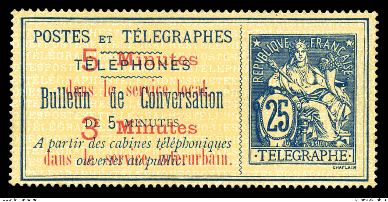 (*) N°13, 25c Bleu Sur Chamois, TTB (certificat)  Qualité: (*)  Cote: 600 Euros - Telegraphie Und Telefon