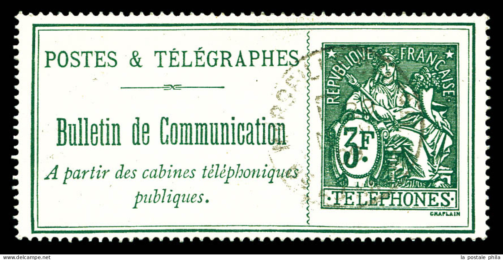 O N°30, 3f Vert. TB (certificat)  Qualité: Oblitéré  Cote: 920 Euros - Telegraph And Telephone