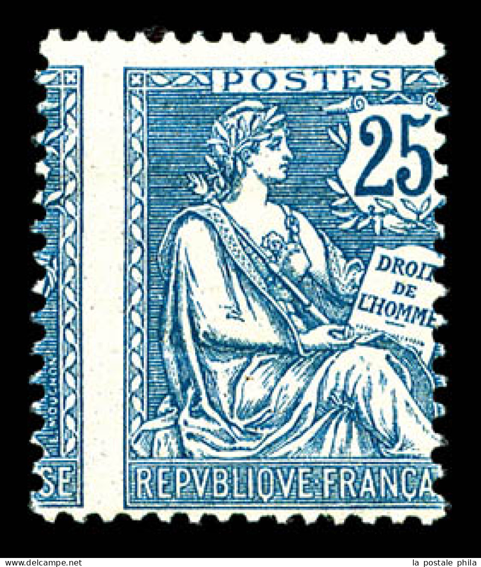 * N°127, 25c Bleu PIQUAGE A CHEVAL, SUP (certificat)  Qualité: * - Nuevos