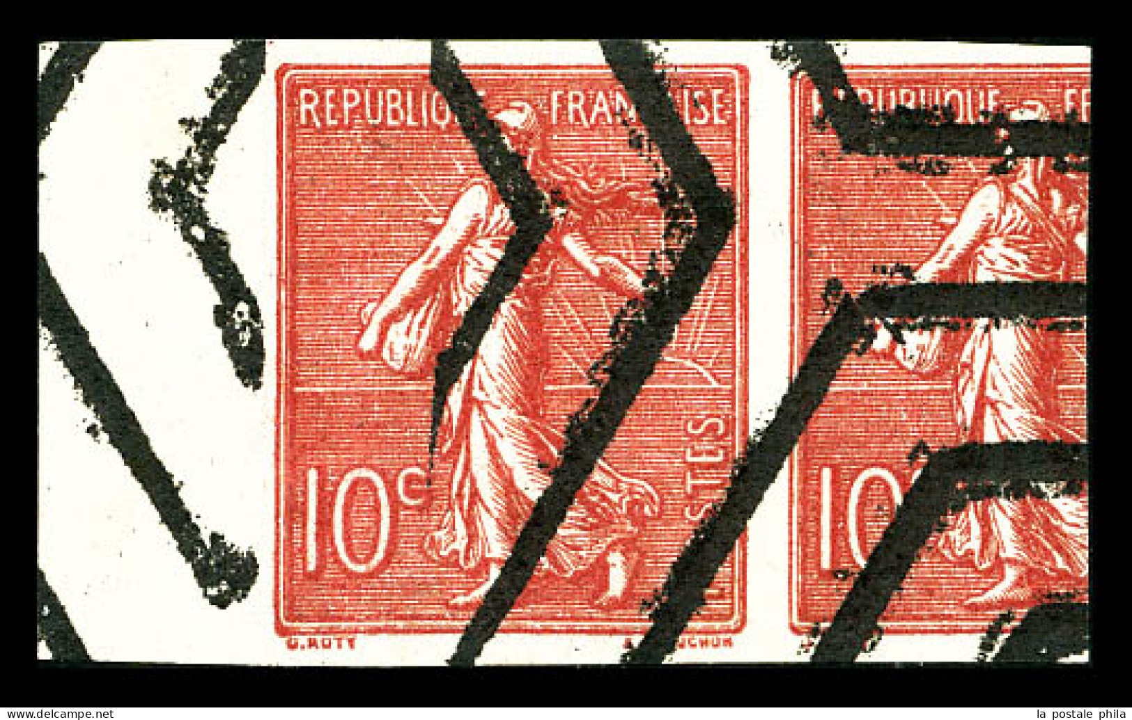 * N°129, 10c Semeuse, Annulation Octogonale Sur Ex Non Dentelé Bdf. TB  Qualité: * - Unused Stamps