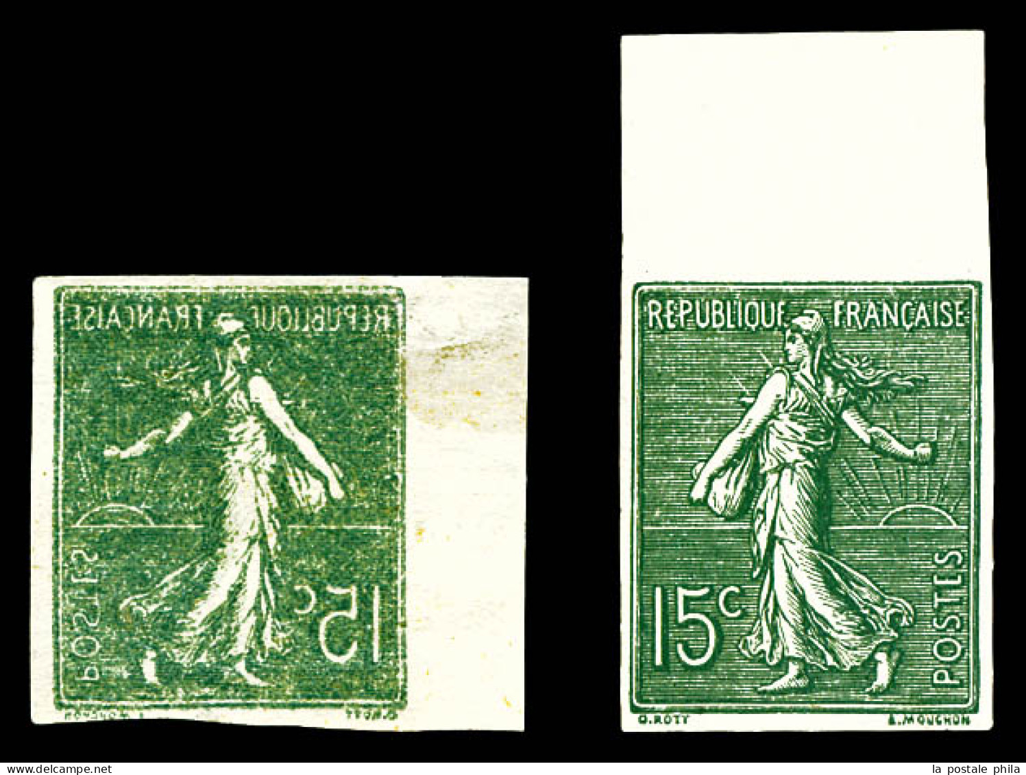 * N°130, 15c Semeuse: Non Dentelé Et Non Dentelé Recto-verso, Les 2 Exemplaires Bdf. TB  Qualité: * - Unused Stamps