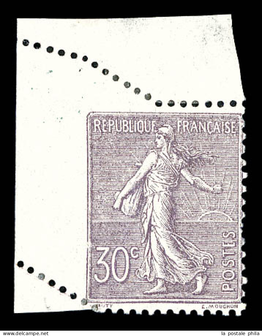 * N°133i, 30c Semeuse, Piquage Oblique Par Pliage Bdf. SUP (certificat)  Qualité: *  Cote: 800 Euros - Unused Stamps