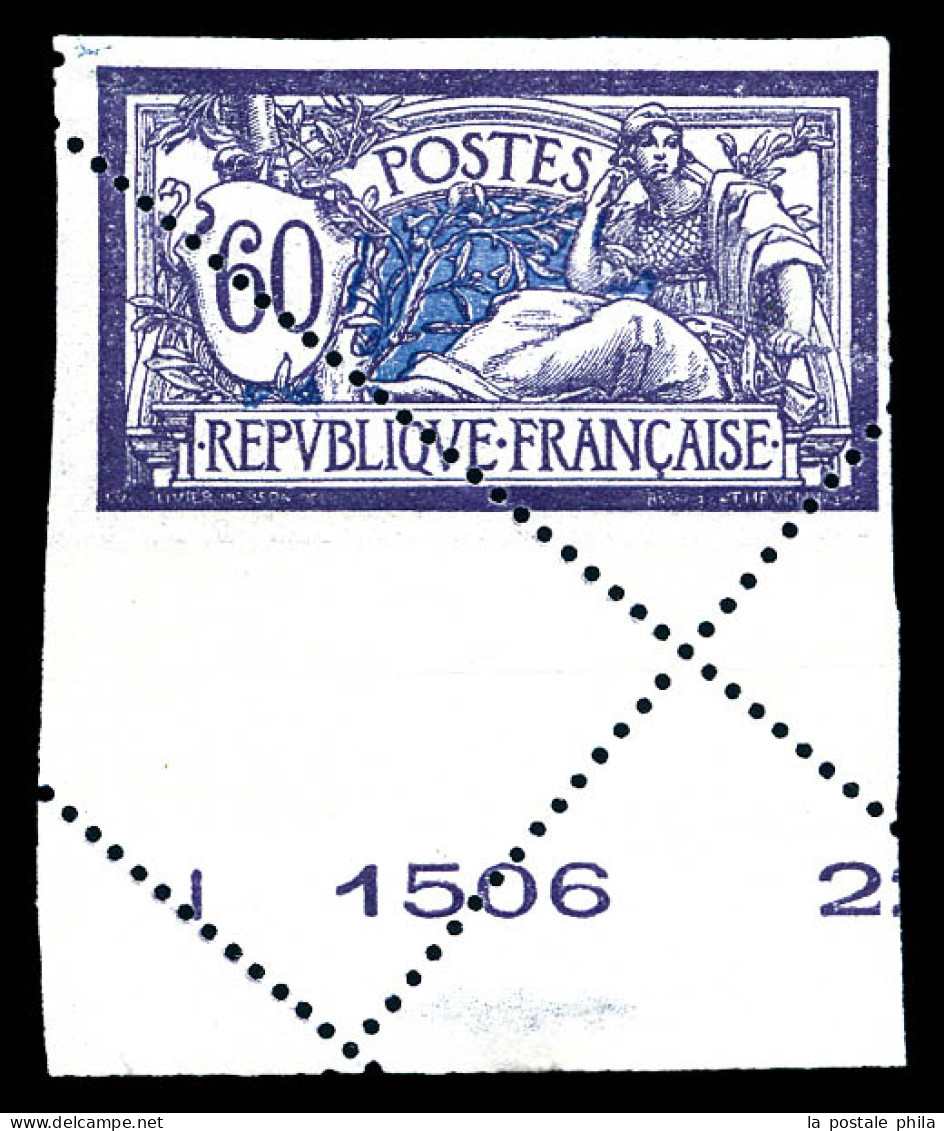 * N°144, 60c Merson: Spectaculaire Piquage En Diagonale Par Pliage De La Feuille Au Moment De La Dentelure. SUP. R. (cer - Unused Stamps