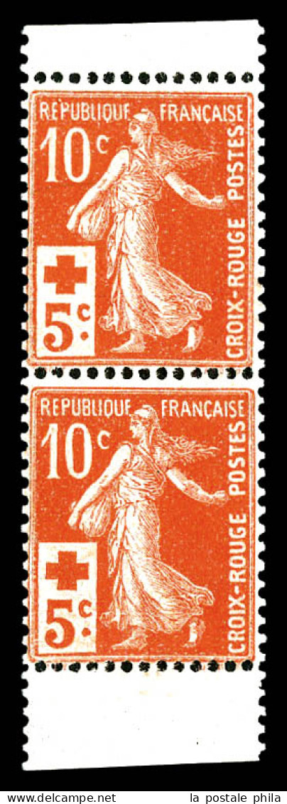 ** N°147b, Croix Rouge De 1914, Paire Verticale De Carnet. TB  Qualité: **  Cote: 250 Euros - Neufs